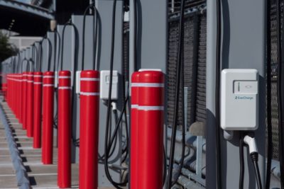 EV charging plus battery storage in use at Houston airport